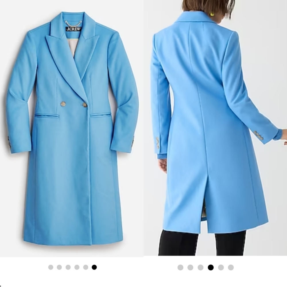 NwT S 2 Jcrew blue Mirabelle top coat blazer jacket long tall Italy cashmere